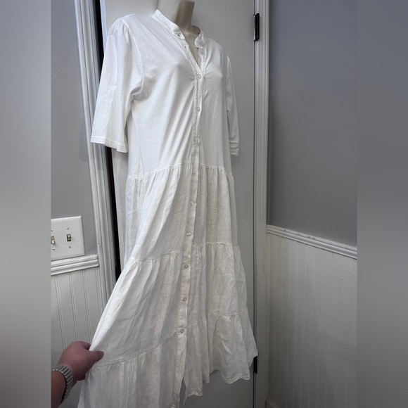 Etici Women’s White Linen Maxi Dress Cottagecore Button Front Made in Italy M/L - Picture 7 of 15